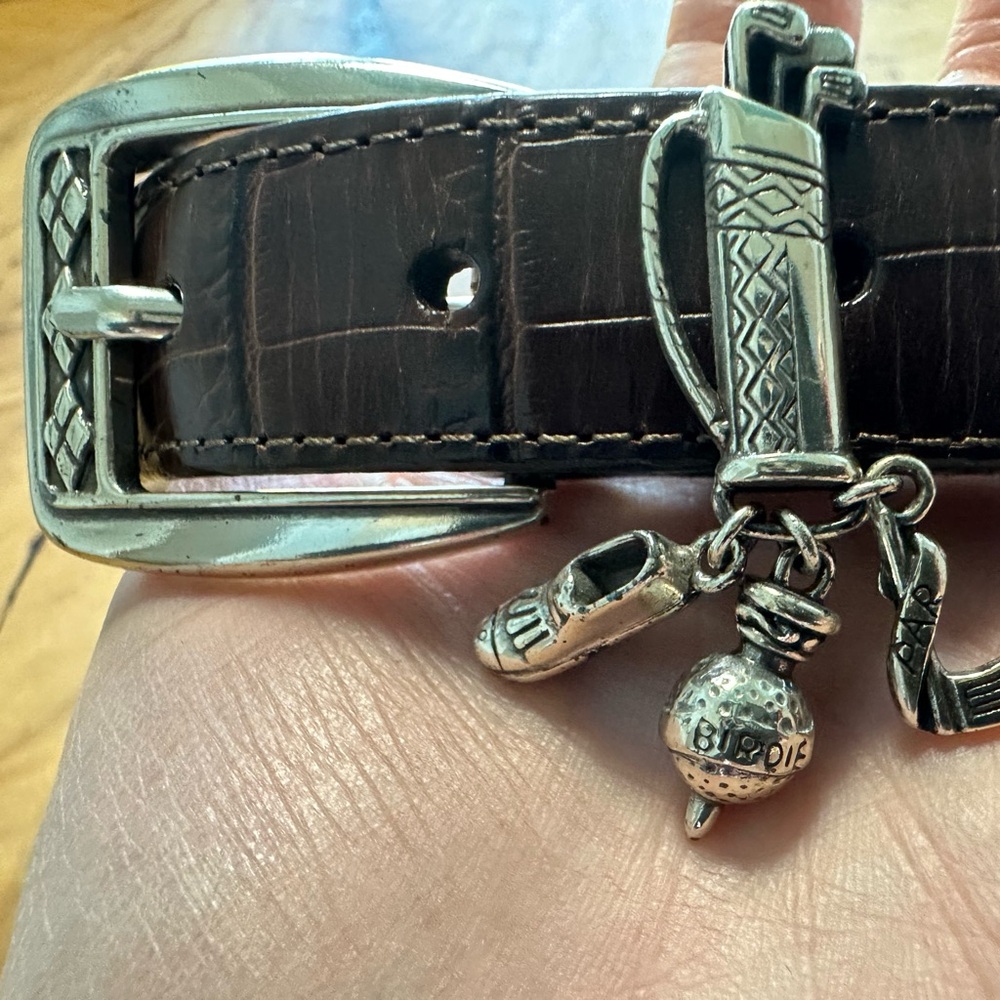 Like new Brighton Brown leather “Croc” embossed golf belt